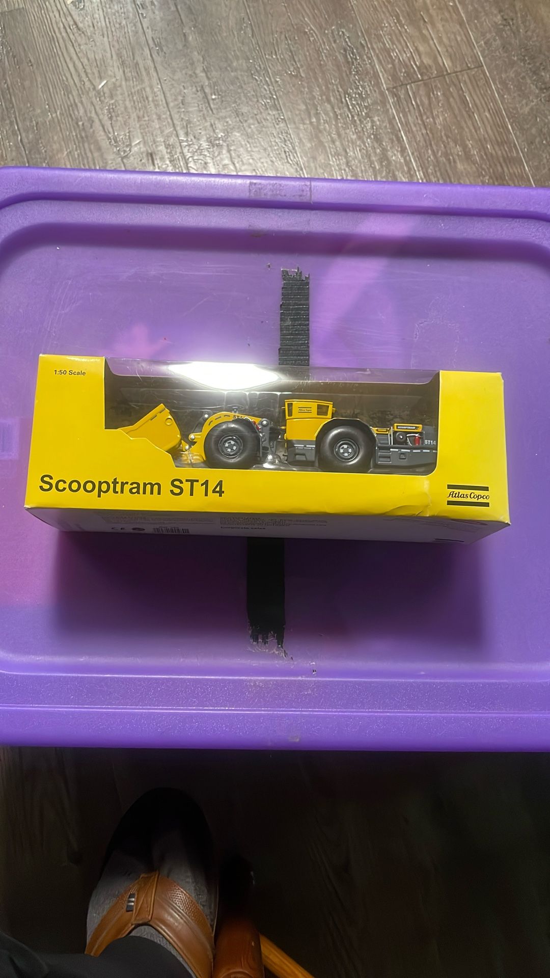n Atlas Copco Scooptram ST14 die-cast scale model. This is a miniature