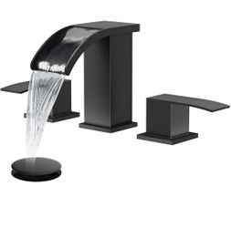 gotonovo Waterfall 8 inch Widespread Bathroom Faucet Set Bathroom Sink Faucet 3 Hole 2 Handle Vanity Lavatory Deck Mount with Pop Up Drain and Water S