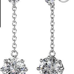 Cate & Chloe Jessie Lively 18K White Gold Plated Earrings with Crystals, BNIB