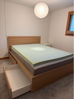 IKEA Storage Bed + Mattress + Mattress Topper (Queen)
