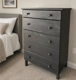 Traditional Brown solid wood 5-drawer, tall boy, dresser, 15 1/2 deep by 31 1/2 x 50H.