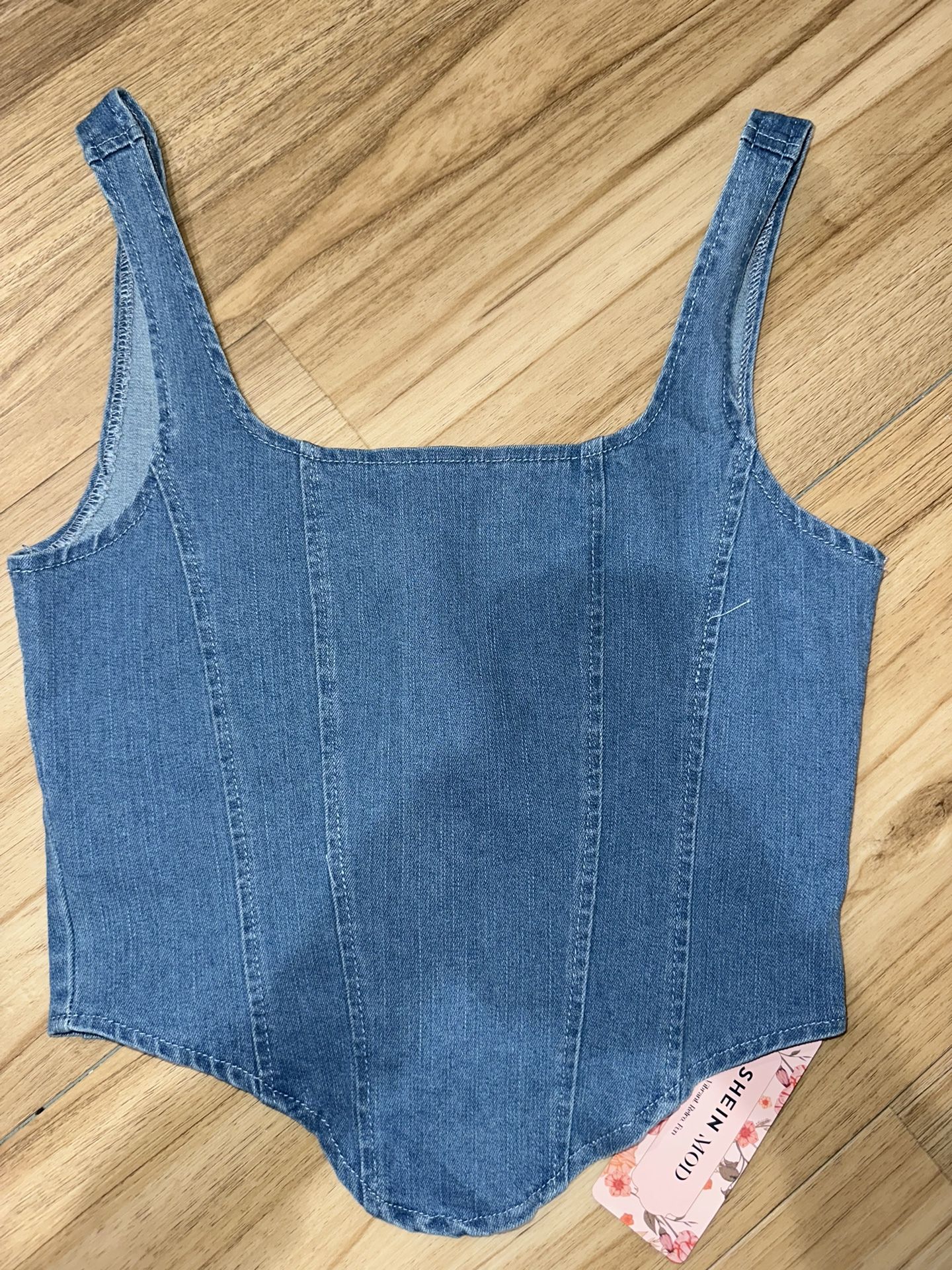 SHEIN M Zip Denim Top
