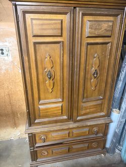 Vintage Solid Wood J.B. Van Sciver Armoire / Dresser Chest