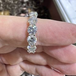 Certified! 7.00ct Moissanite Eternity Ring In 18k Gold Over 925 Silver 