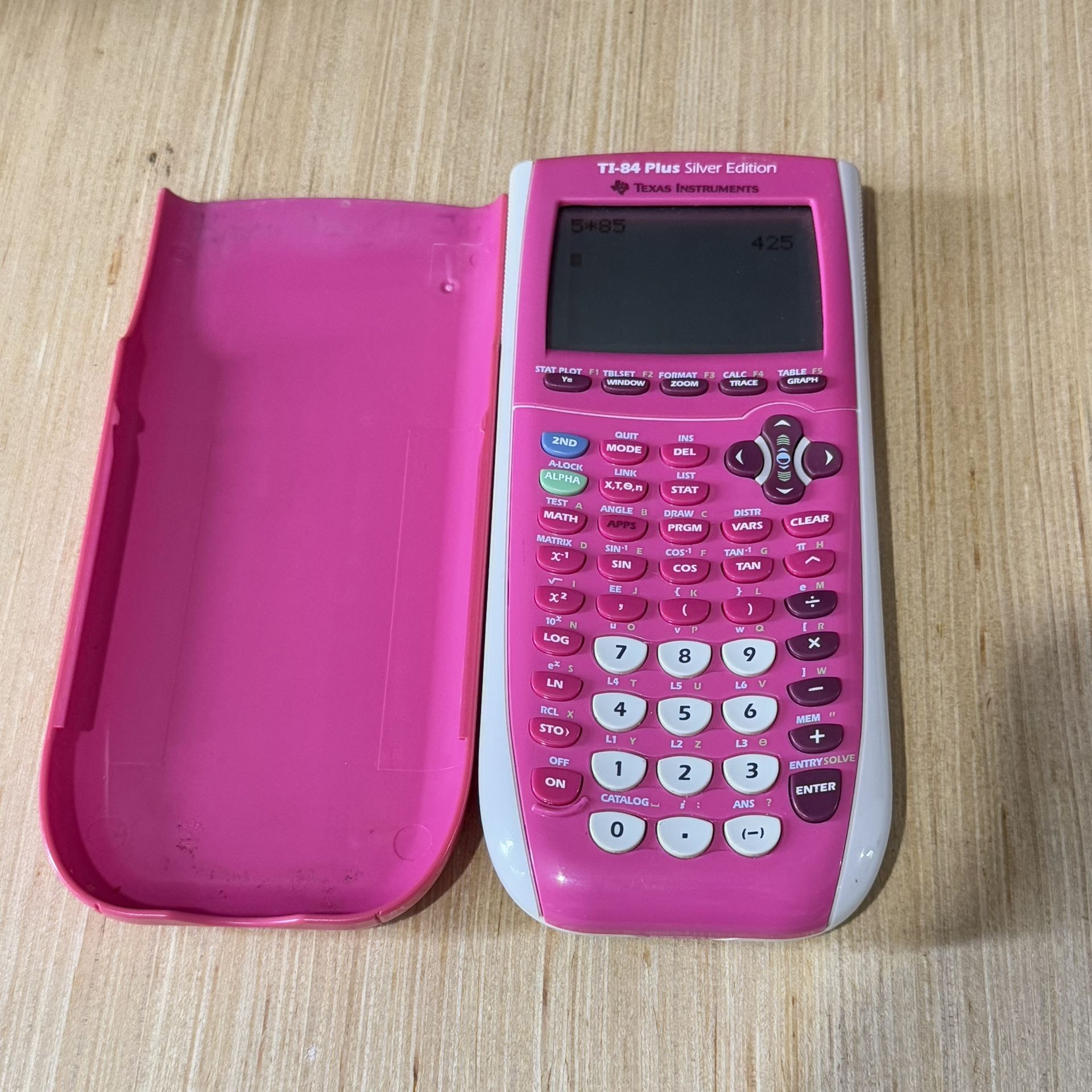 Texas Instruments TI-84 Plus Graphing Calculator-Pink/white w/Case Tested Good!
