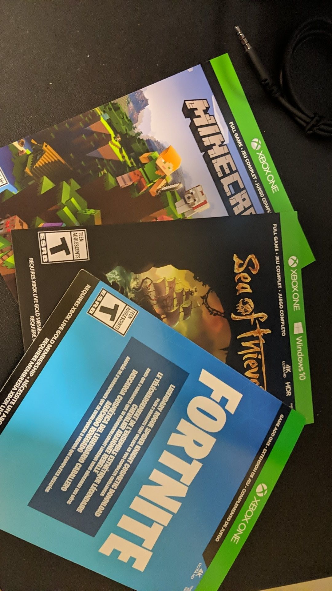 Xbox one digital code games (Fortnite, Sea of thieves, and Minecraft) NEVER BEFORE USED