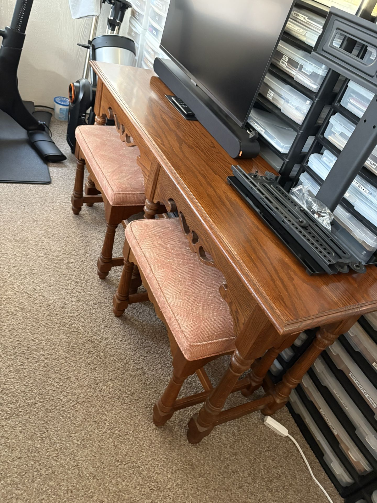 Wood Console / Entry Table With Two Chairs