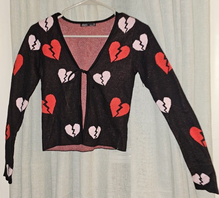 MOVING SALE Broken Hearts Cardigan Sweater Size Xs