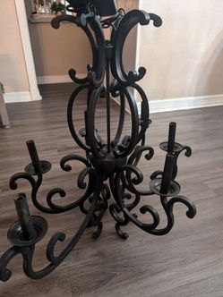 Rustic candle chandelier heavy iron