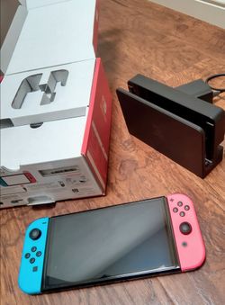 Nintendo Switch OLED (w/ dBrand Tempered Glass Screen Protector) + Dock + 200GB MicroSD