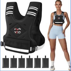 VBSD Adjustable Weighted Vest for Women Men 4-10lb/11-20lb/20-32lb Vest with 6 Ironsand Weights Body