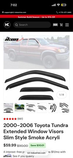 Tundra 2000-2006 window visor/ sunshade
