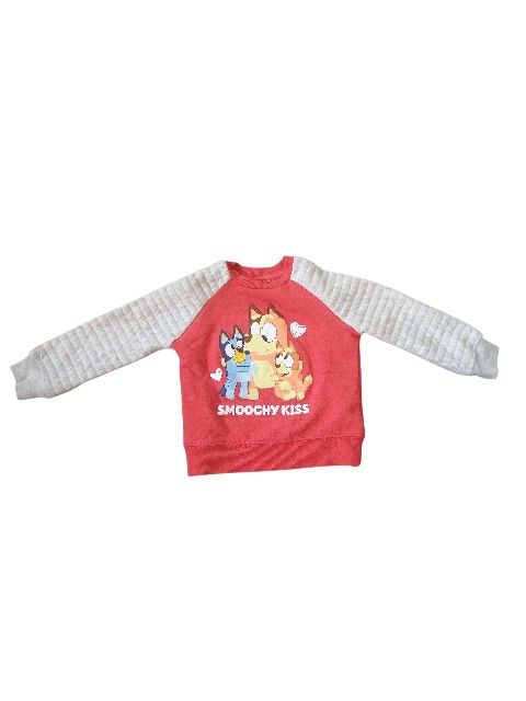 Toddler Bluey and Friends "Smoochy Kiss" Valentine's Pullover Sweater - Red 2T