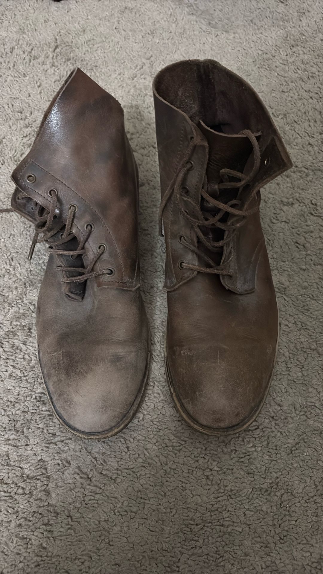 AllSaints Distressed Brown Leather Boots – EU 43 (US 10)