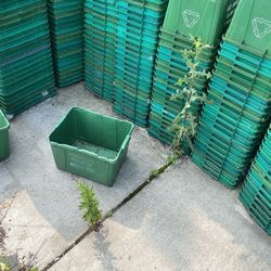 1000 Used Green Plastic Recycle Bins