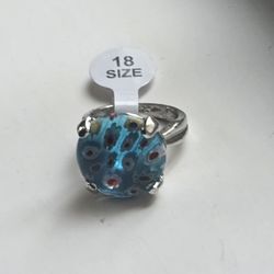 LADIES NEW SIZE 8 MILLEFIORE POLISHED CABECHON EUROPEAN STYLE RING 