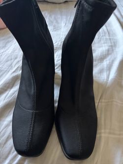 Forever 21 Black Square Toe Heeled Ankle Boots