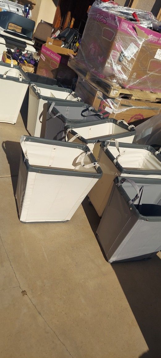 2 Section Laundry Hamper, Assorted Colors $20 each 