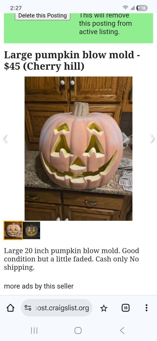 Vintage Blow Mold Pumpkin