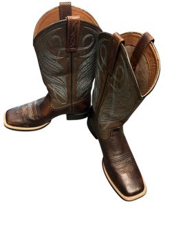 Ariat Brown Leather Boots with Tiel Embroidered Shaft