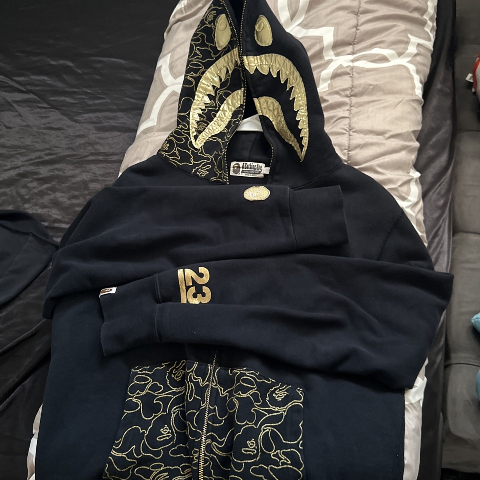 Bape Black Gold Hoodie Size L