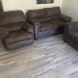 3 piece suede sofa set 