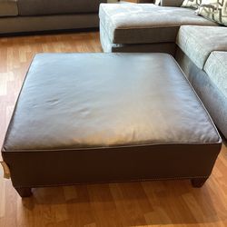THOMASVILLE - Dark grey high grain custom leather  Ottoman  SKU A7YY3G