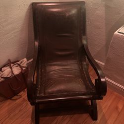 Wood and Leather Chair 