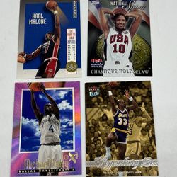 NBA Mixed Lot of 4 - USA Basketball, Kareem, Karl Malone, Michael Finley 