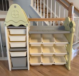 Kids Plastic Toy Storage Organizer with Bins