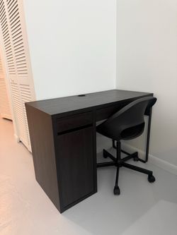 IKEA Black-brown MICKIE Desk and Dark Grey Chair
