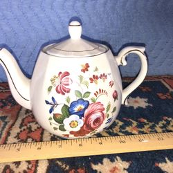 Ellgreave Wood & Sons Genuine Ironstone England Floral Teapot 