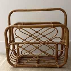 Boho Magazine Rack/ Rattan Basket