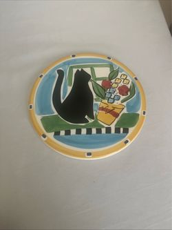 Black Cat Decor Porcelain Plate