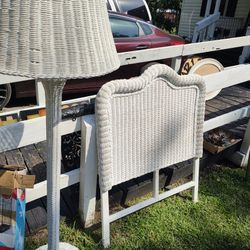 Wicker Lamp And Headboard 