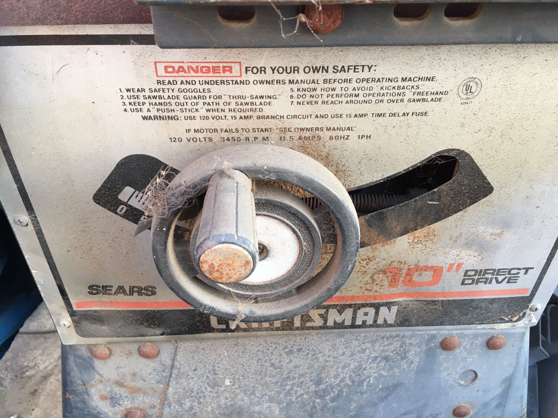 10” sears table saw older one but works good