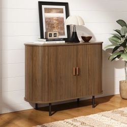 🌰 Mid-Century Style Storage Cabinet w/ Sliding Tambour Doors | Open Box