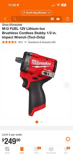 Brand New Milwaukee M12 1/2 Stubby Impact Wrench