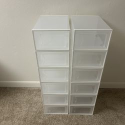 SEE SPRING 12 Pack Shoe Storage Box, Clear Plastic Stackable Shoe Organizer