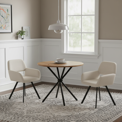 Fontana 3 Piece Walnut Dining Table Set with 2 California Chairs, Beige