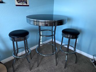 Retro 3-Piece Round 1950S Bistro Pub Bar Table Set