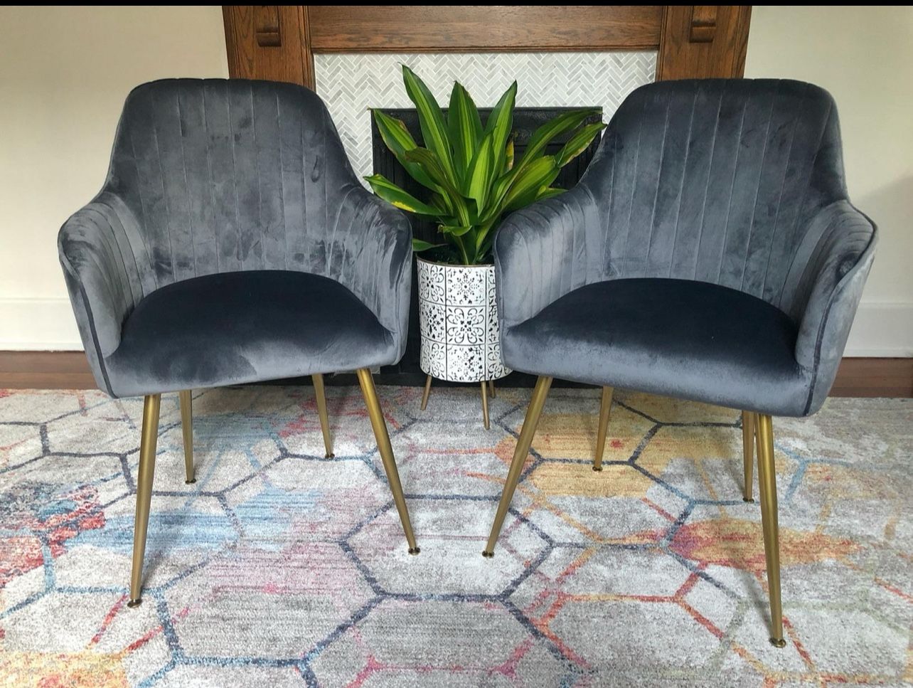 Modern Grey  Accent / Dining Chairs (Set of 2) 