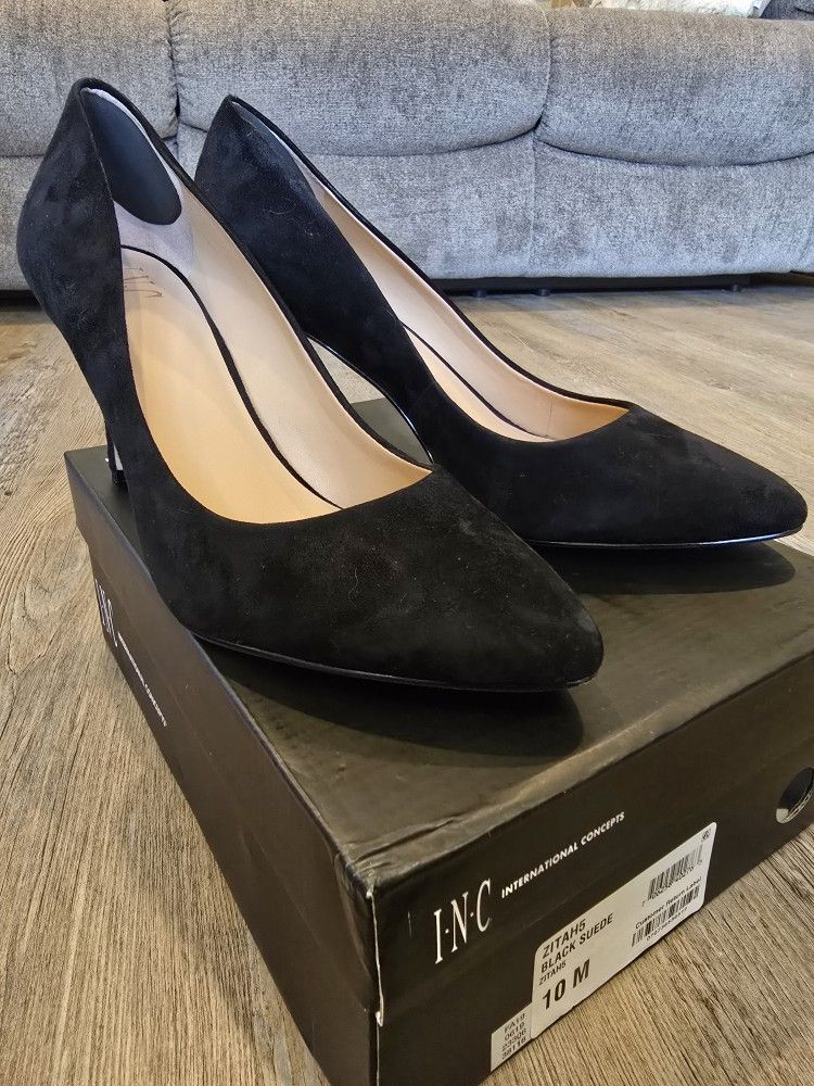 INC Zitah Black Suede Heels - Size 10
