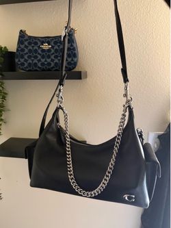 Black leather coach purse