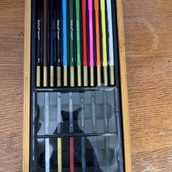 Wood Case Color Pencils With tools