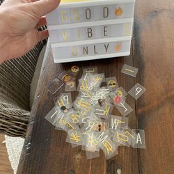 New! Light-up Gold Plastic Letter-board with Plastic Letters, numbers, emojis