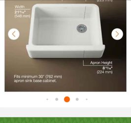 KOHLER
Whitehaven 30 in. Farmhouse/Apron-Front Single Bowl White Cast Iron Kitchen Sink Only
6487-0 
NEW OPEN BOX ITEM