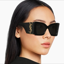 Like New YSL Yves Saint Laurent Blaze Oversized Cat Eye Black Women's Luxury Designer Sunglasses with Case & Box