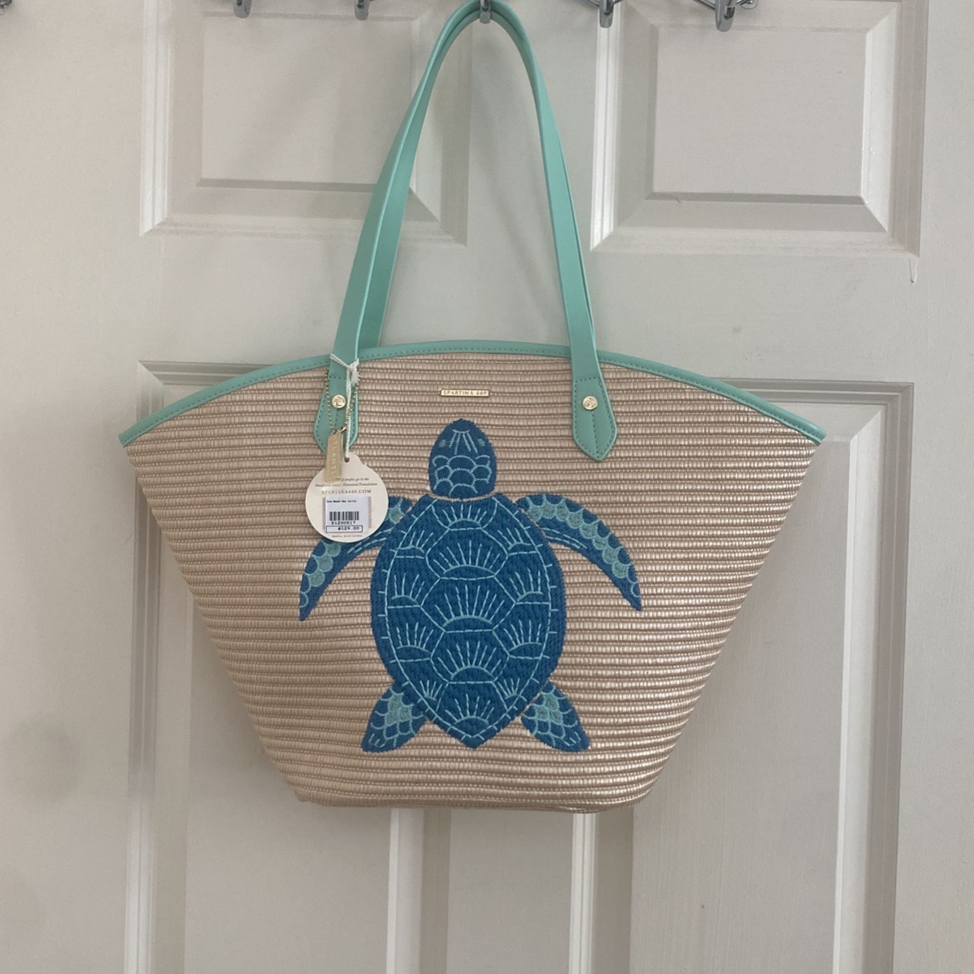 Spartina 449 Sea Turtle Straw Beach Tote