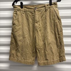Faded Glory Men's Chino Shorts Beige Cotton Flat Front Pockets Casual